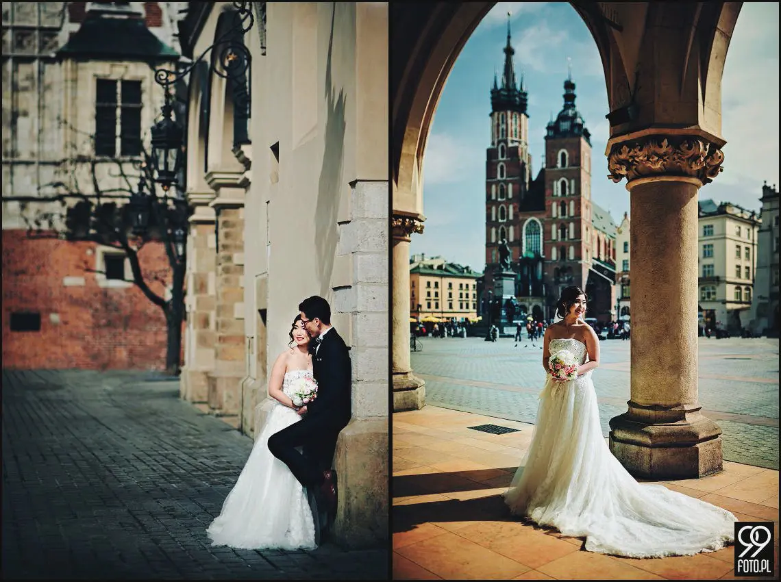 Sesja ślubna Kraków, zdjęcia ślubne na Kazimierzu, plener na Rynku w Krakowie