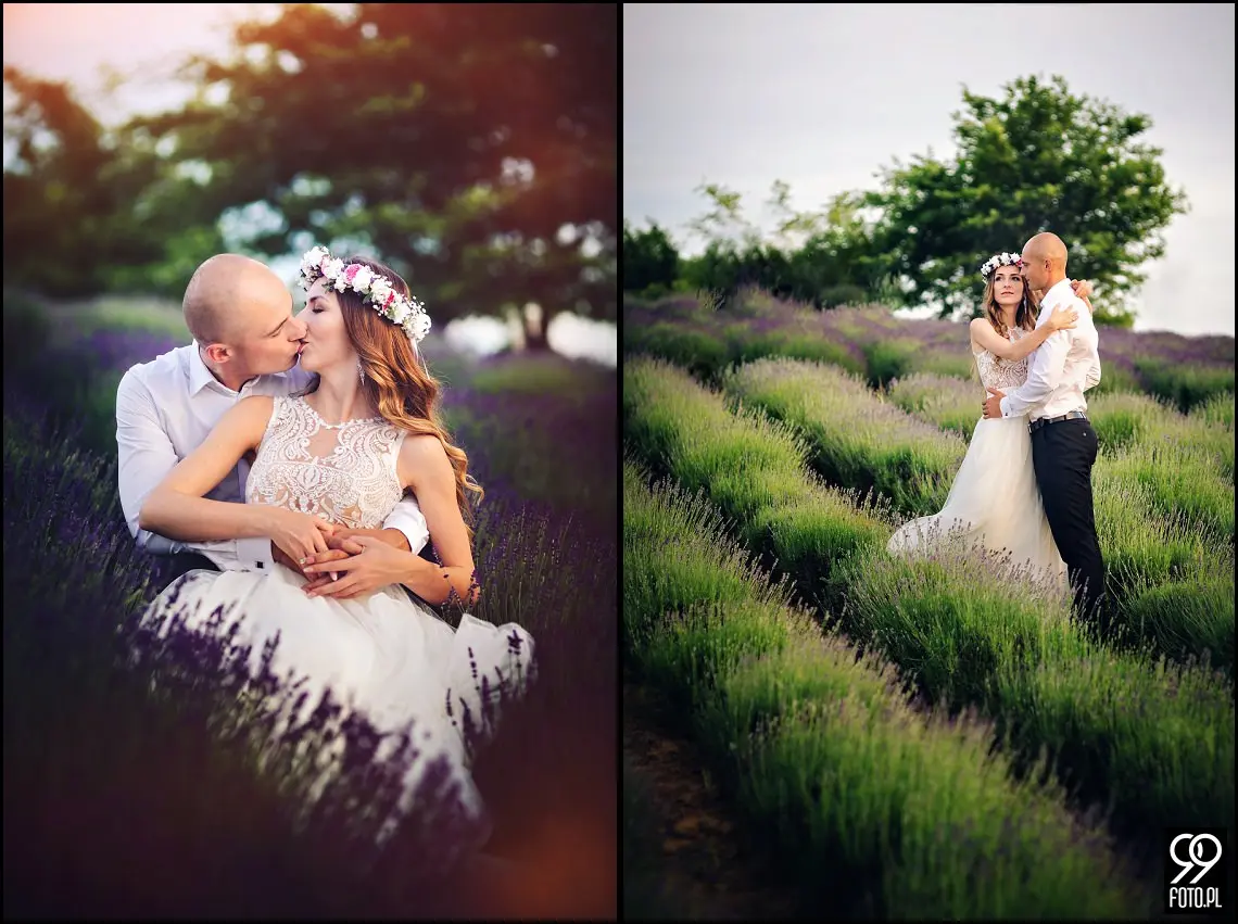 lawendowe pole pod krakowem,sesja ślubna kraków