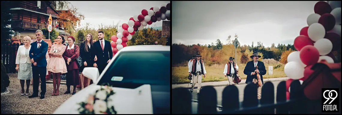 fotograf ślubny Rabka Zdrój, góralski klimat ślubny, wesele kabanos spytkowice