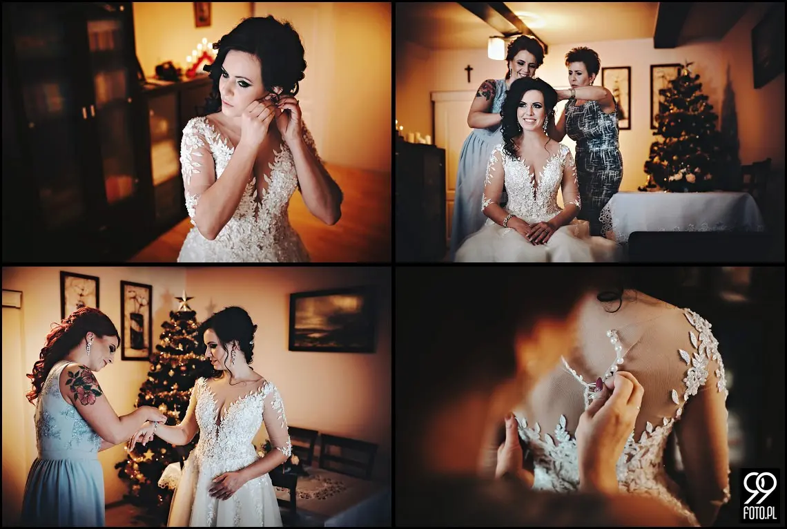 Zimowy ślub Kraków, Kościół na Szkanych Domach, reportaż ślubny Nowa Huta