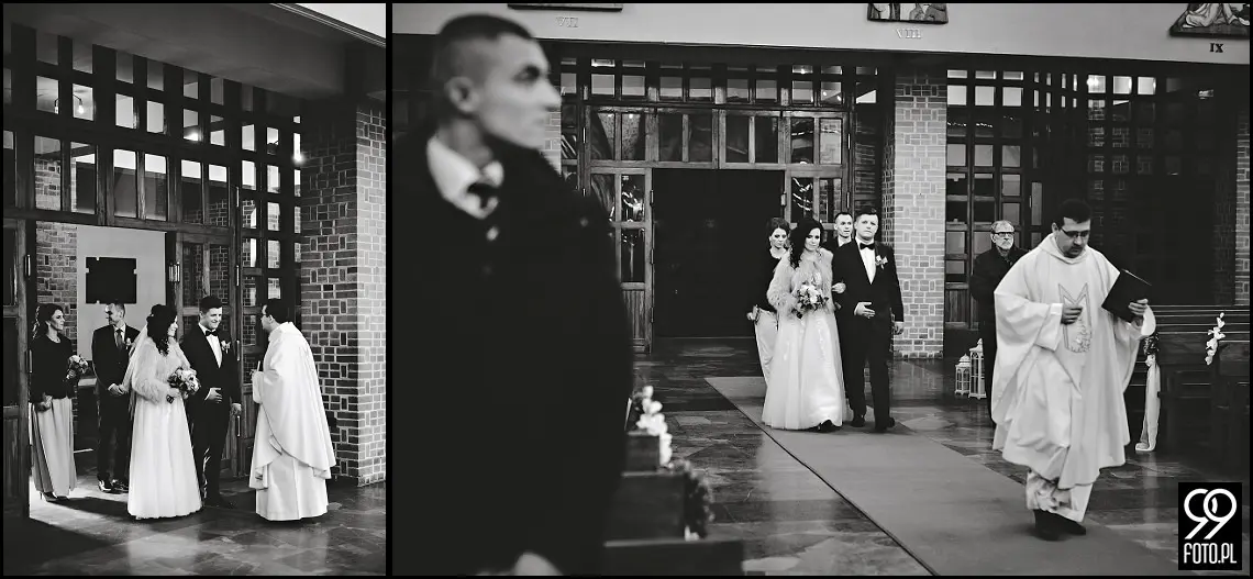 Zimowy ślub Kraków, Kościół na Szkanych Domach, reportaż ślubny Nowa Huta