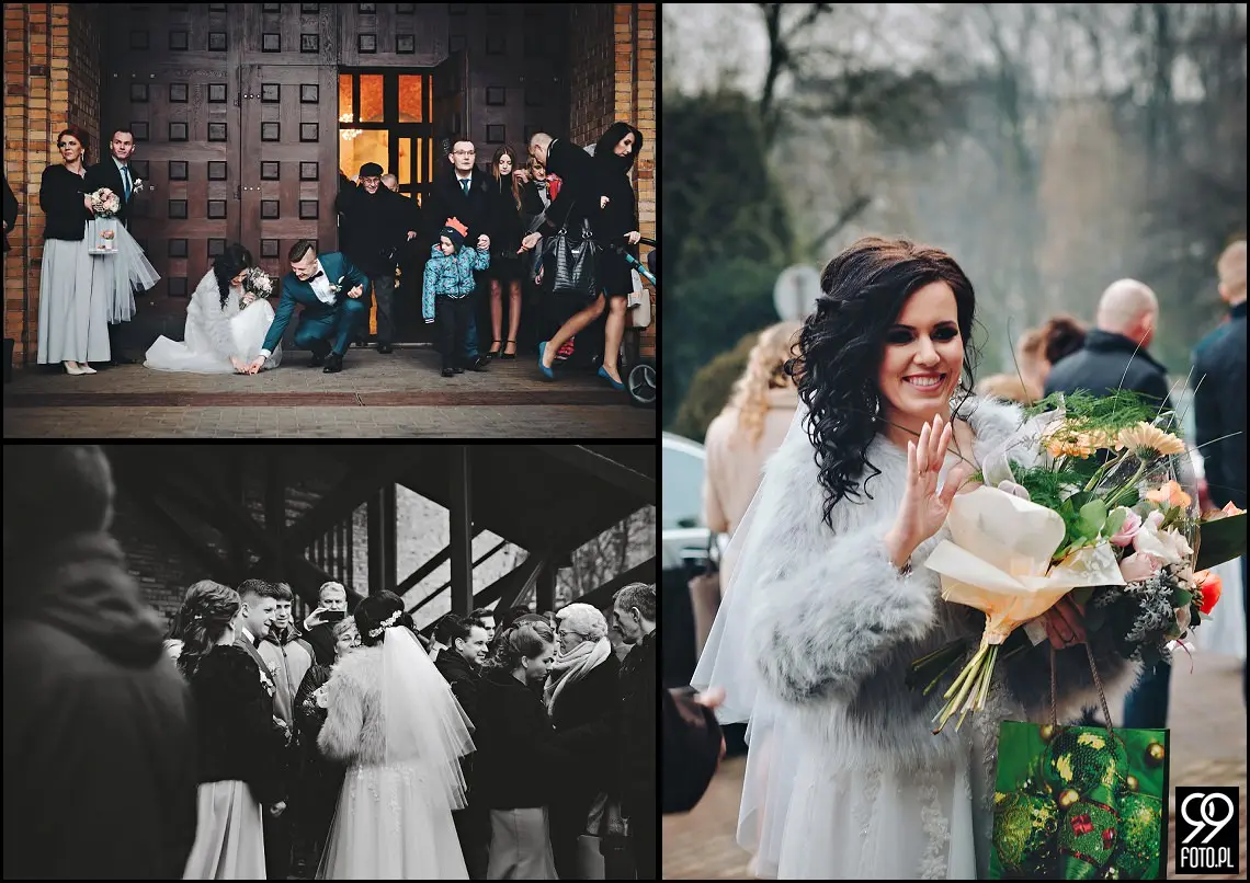 Zimowy ślub Kraków, Kościół na Szkanych Domach, reportaż ślubny Nowa Huta