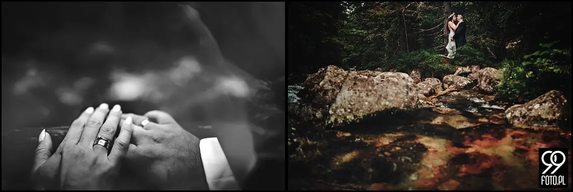 sesja ślubna Popradzki Staw, plener na Słowacji, zdjęcia nad Szczyrbskim Jeziorem