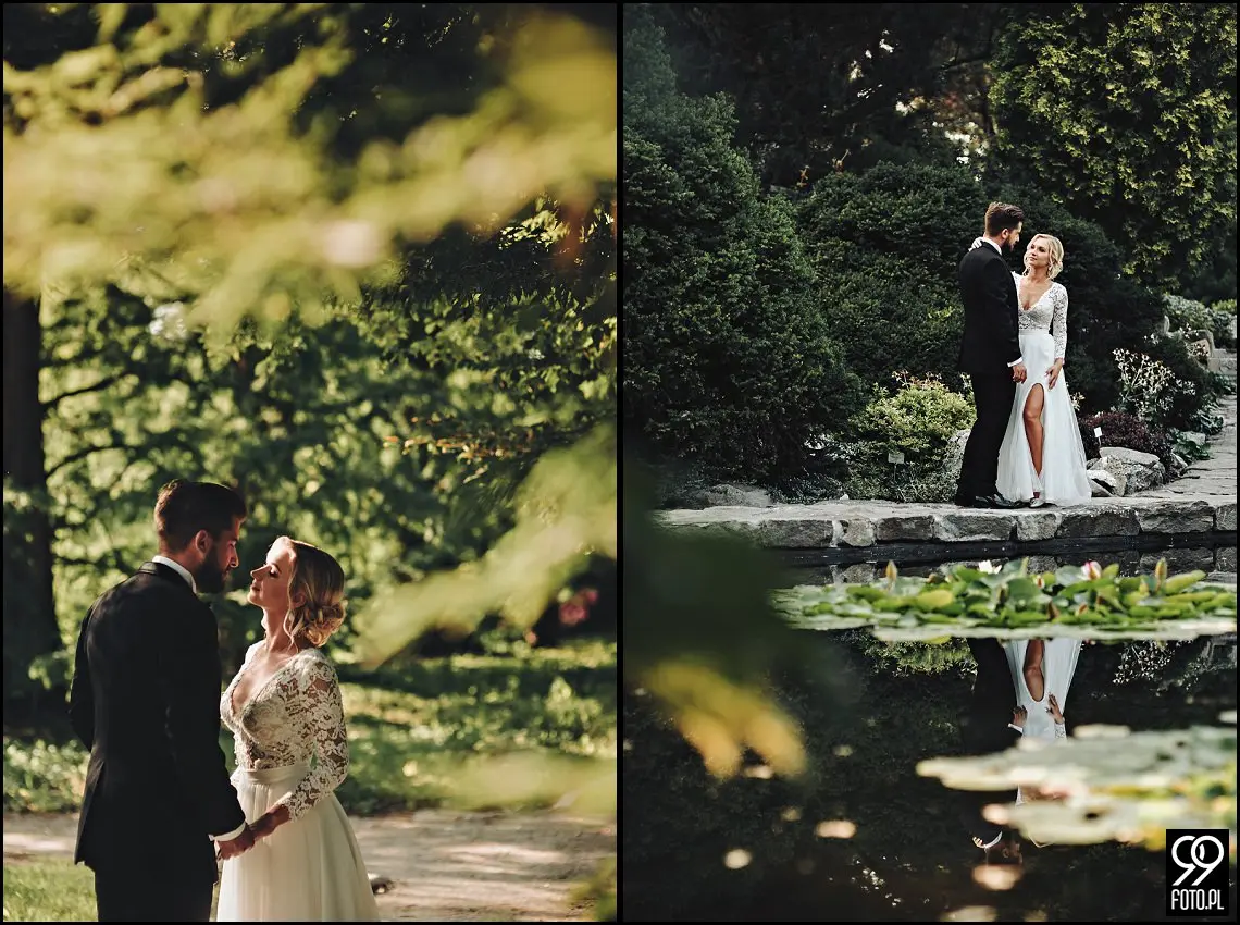 Ogród Botaniczny w Krakowie, ślubna sesja zdjęciowa Kraków, plener ślubny w dzień po ślubie