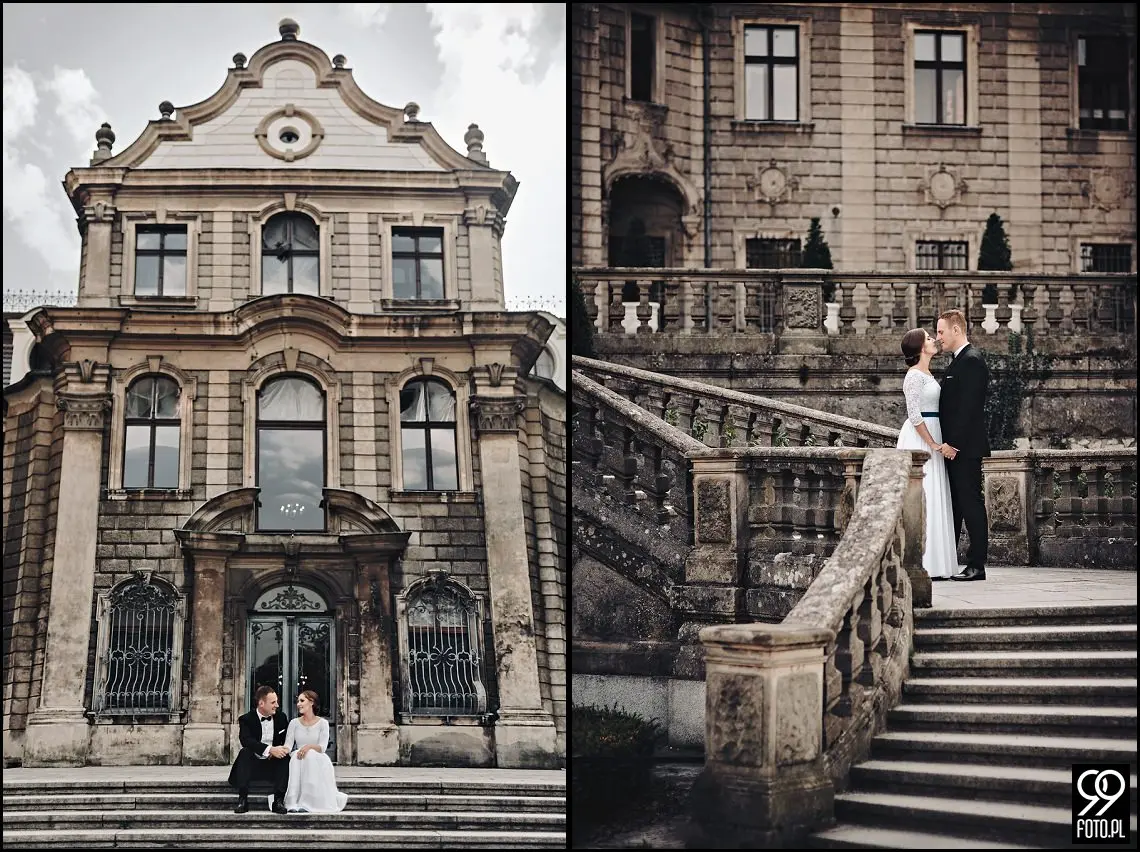 zamek moszna, plenerowa sesja fotograficzna, zdjęcia ślubne w pałacu