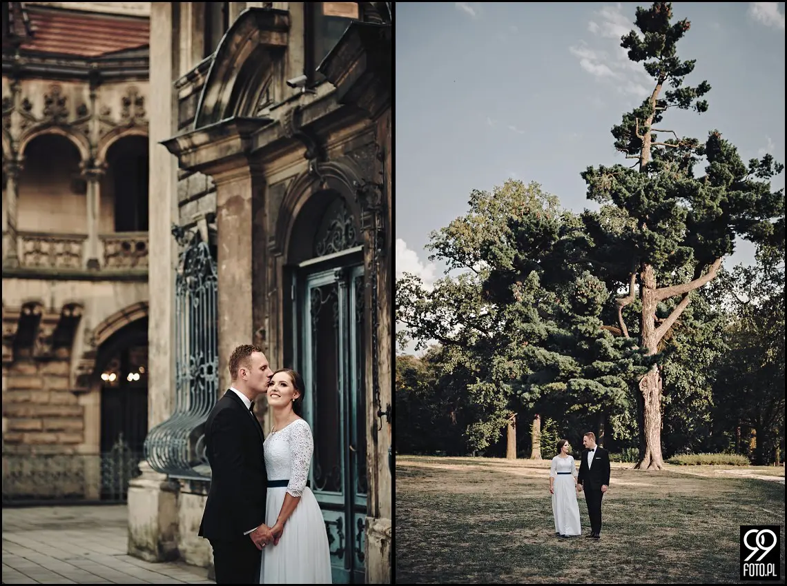 zamek moszna, plenerowa sesja fotograficzna, zdjęcia ślubne w pałacu