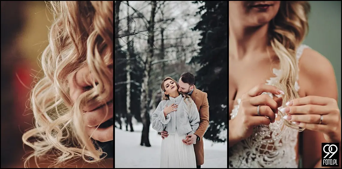 pomysł na sesje zimową, sesja ślubna zimą, miejsce na sesję ślubną w Krakowie
