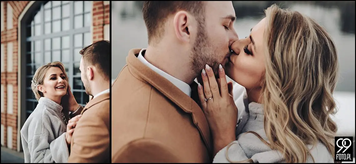 pomysł na sesje zimową, sesja ślubna zimą, miejsce na sesję ślubną w Krakowie