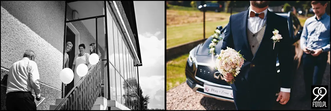 Reportaż ślubny sala weselna Babie Lato Gdów, dobry fotograf ślubny Biertowice