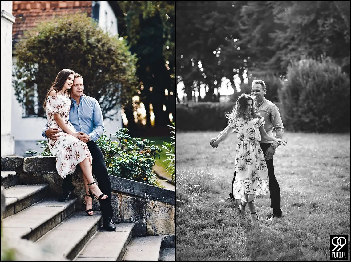 sesja narzeczeńska Kraków, Park Mogilany, Opactwo Benedyktynów Tyniec, Opactwo Tynieckie