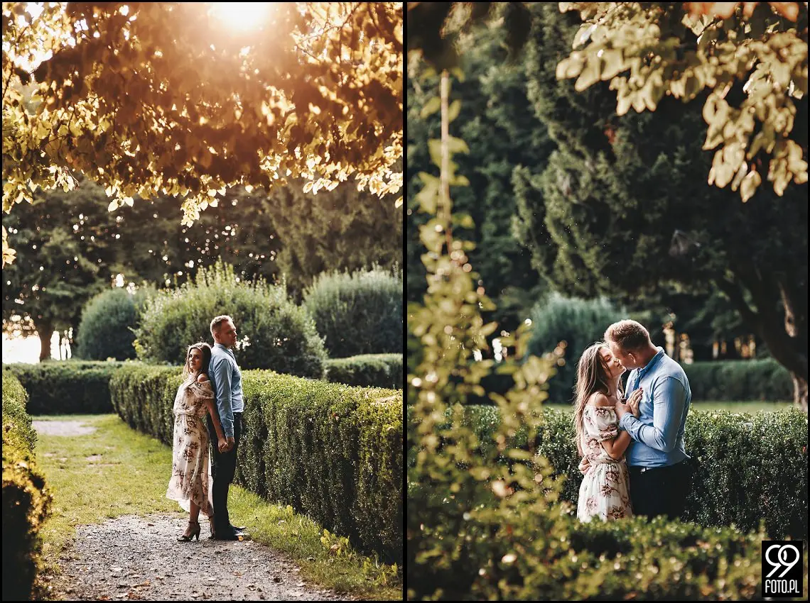 sesja narzeczeńska Kraków, Park Mogilany, Opactwo Benedyktynów Tyniec, Opactwo Tynieckie