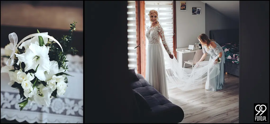 wesele w bystrej, ogród pełen lawendy klimontów, plener o zachodzie słońca