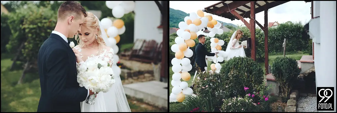 wesele w bystrej, ogród pełen lawendy klimontów, plener o zachodzie słońca