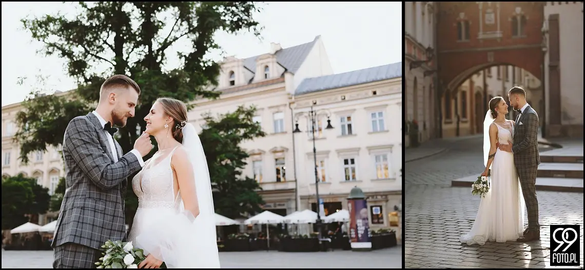 Sesja ślubna w Krakowie, Plener ślubny Sukiennice, Sky Bar Hotel Stary, Bulwary Wiślane