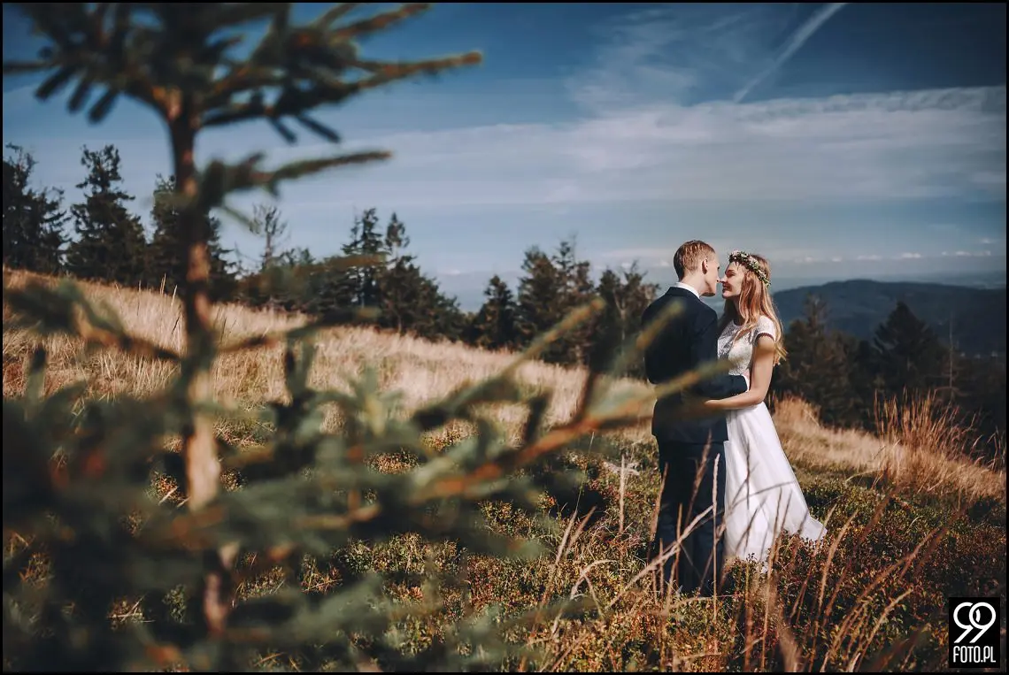 Plener ślubny w Beskidach, sesja ślubna w Beskidzie Śląskim, Szyndzielnia, Klimczok