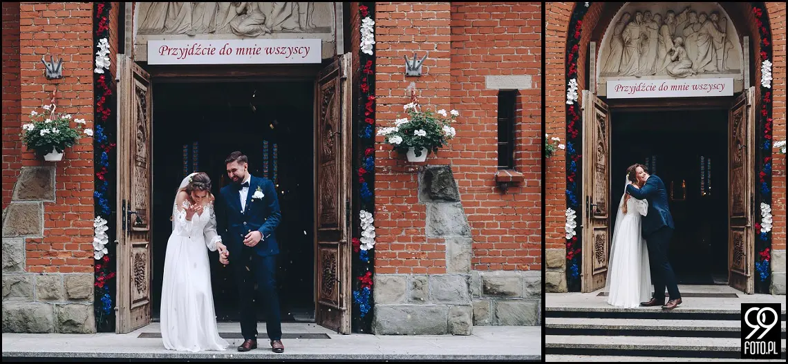 fotograf na wesele Rabka Zdrój, kościół św. Marii Magdaleny w Rabce, sala weselna Kabanos w Spytkowicach