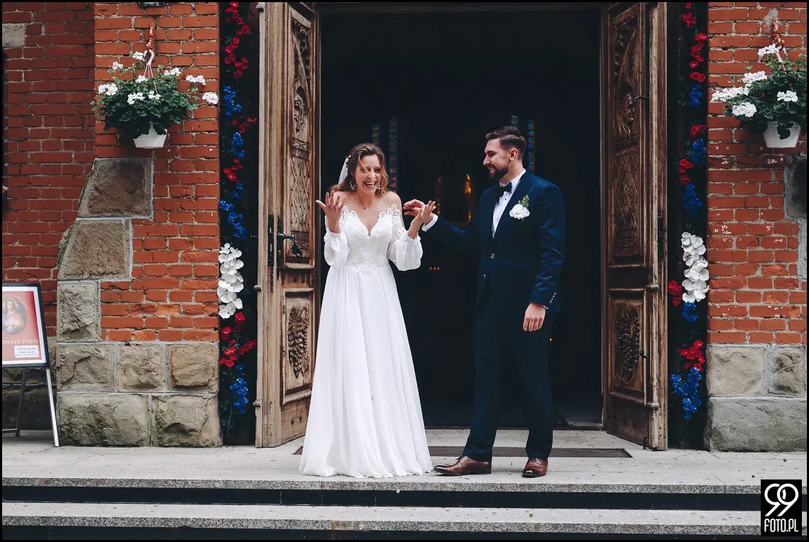 fotograf na wesele Rabka Zdrój, kościół św. Marii Magdaleny w Rabce, sala weselna Kabanos w Spytkowicach