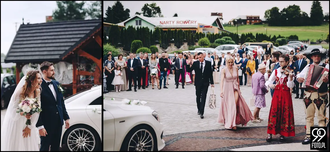fotograf na wesele Rabka Zdrój, kościół św. Marii Magdaleny w Rabce, sala weselna Kabanos w Spytkowicach