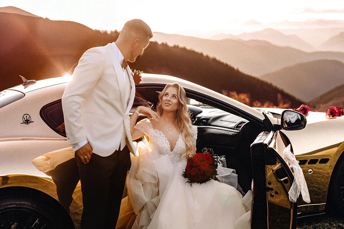 sesja ślubna z Maseratti w górach